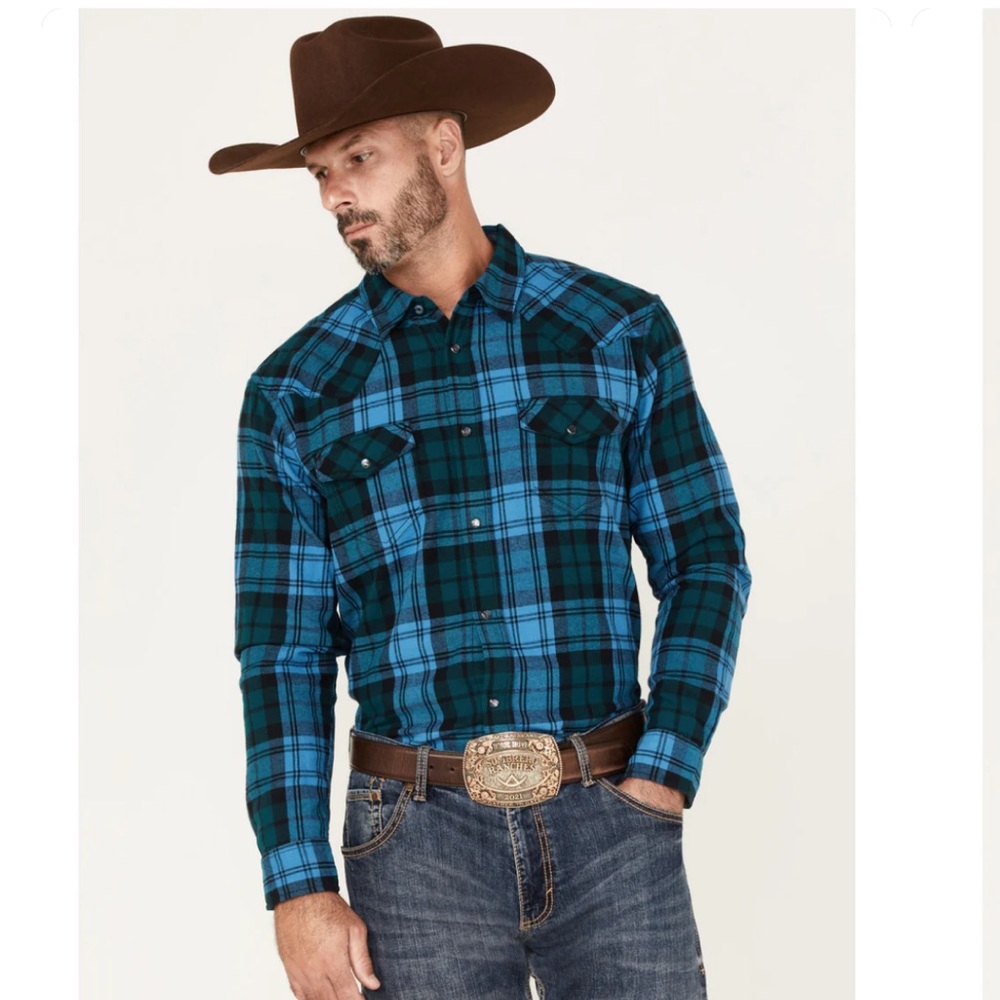 Cody James Men’s McKenzie Plaid Print Pearl Snap Western Flannel Shirt